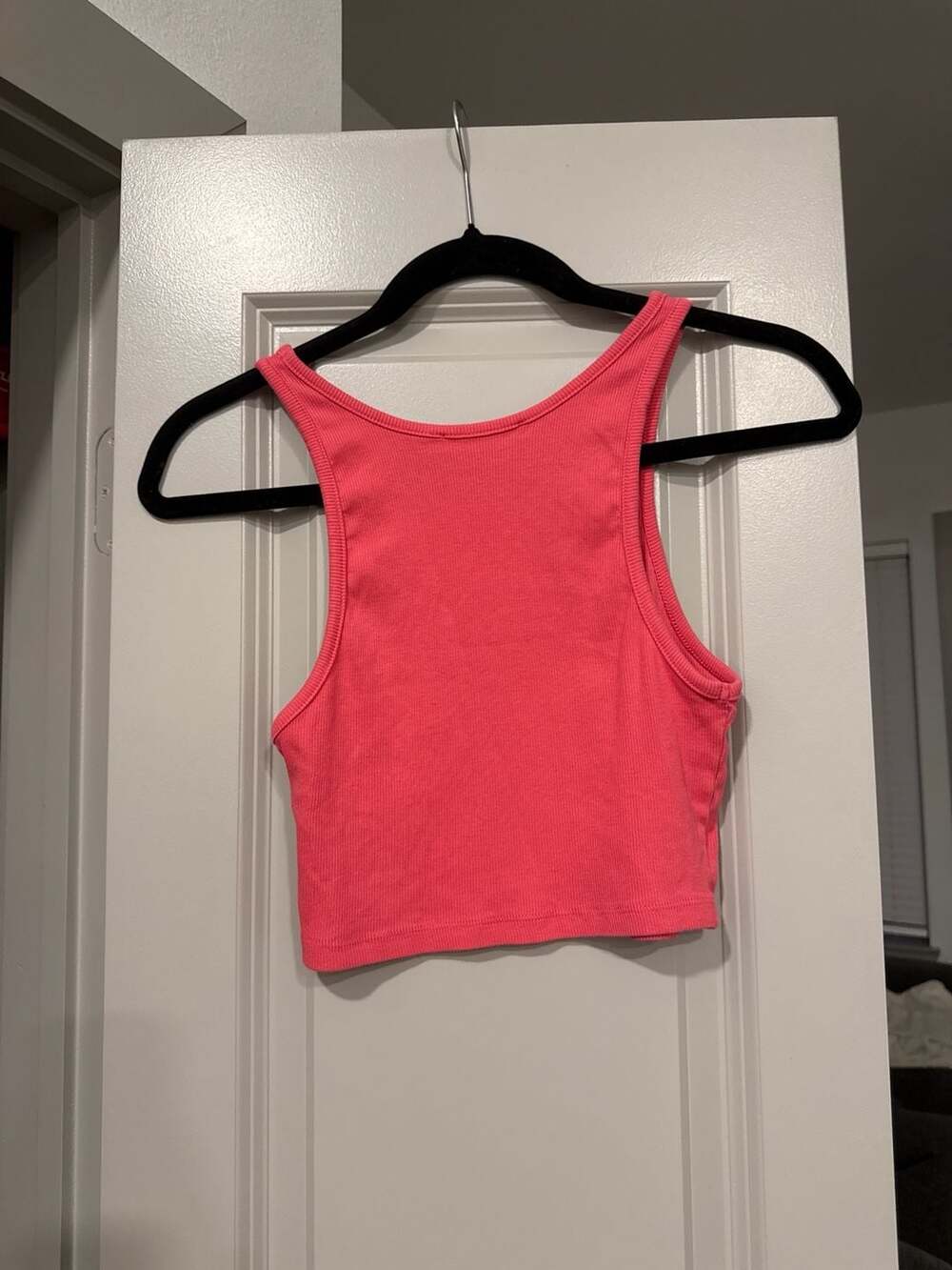 Zara Pink Ribbed Racerback Crop Top Size M - Picture 3 of 3